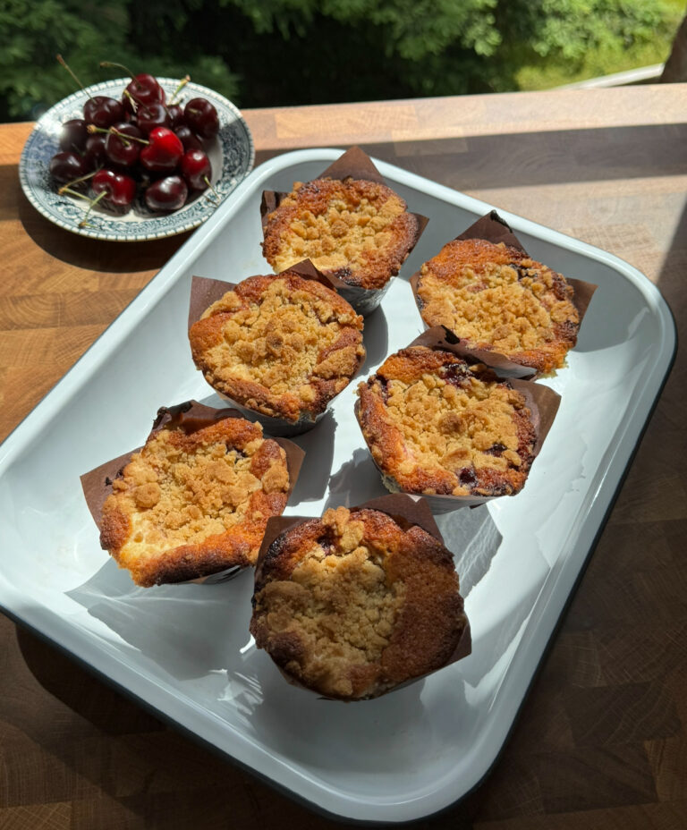 Cherry Cream Cheese Crumble Muffins